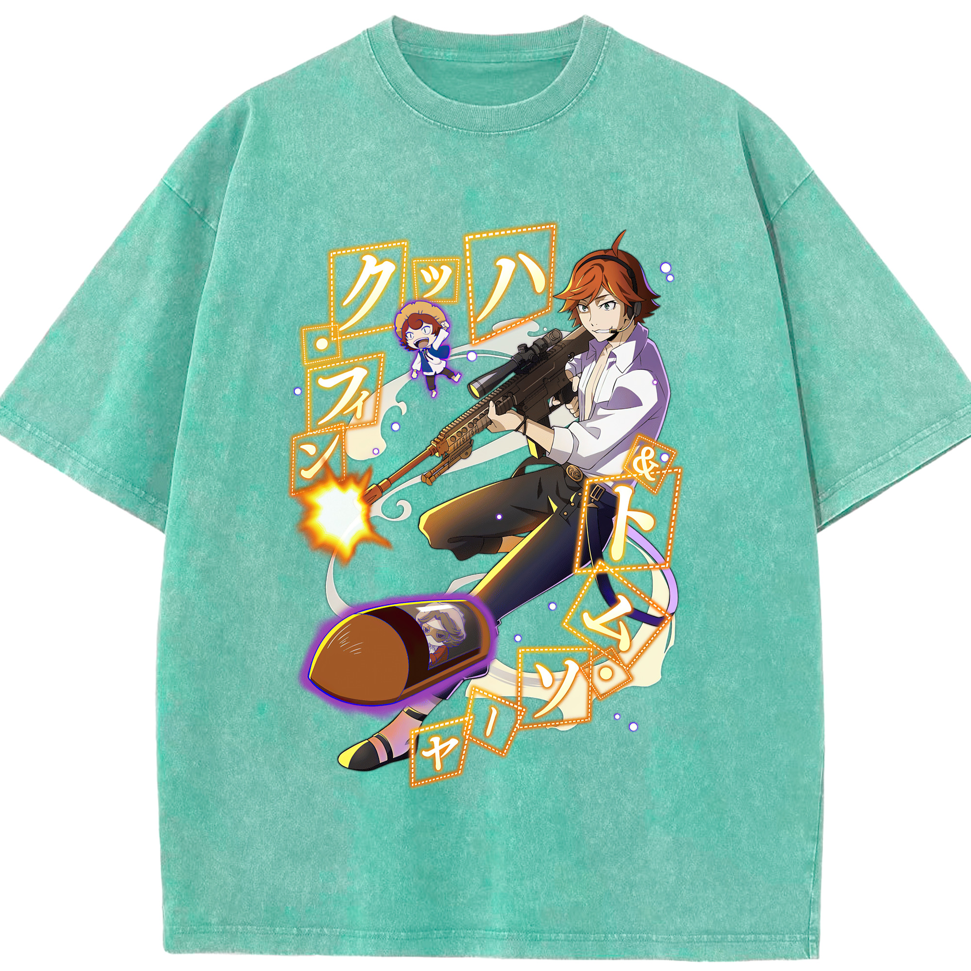 （画像用） 文豪ストレイドッグス Bungo Stray Dogs 綿100% ヴィンテージ風 半袖Tシャツ（フロントプリント）